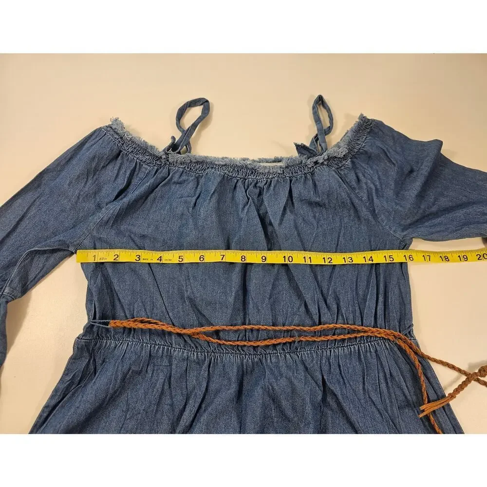 Justice girls juniors size 16 chambray dress church casual denim EUC comfort #